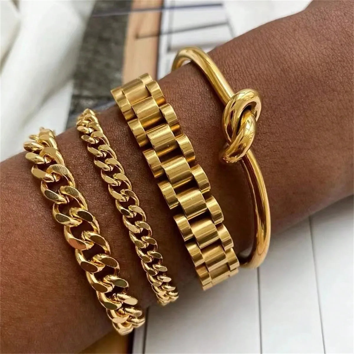 Evan Jewelry 18K Gold Plated Stainless Bracelet for Women