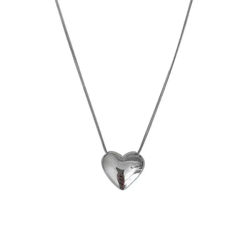 Evan Jewelry Simple Trendy Silver Color Love Heart Pendant Necklace for Women