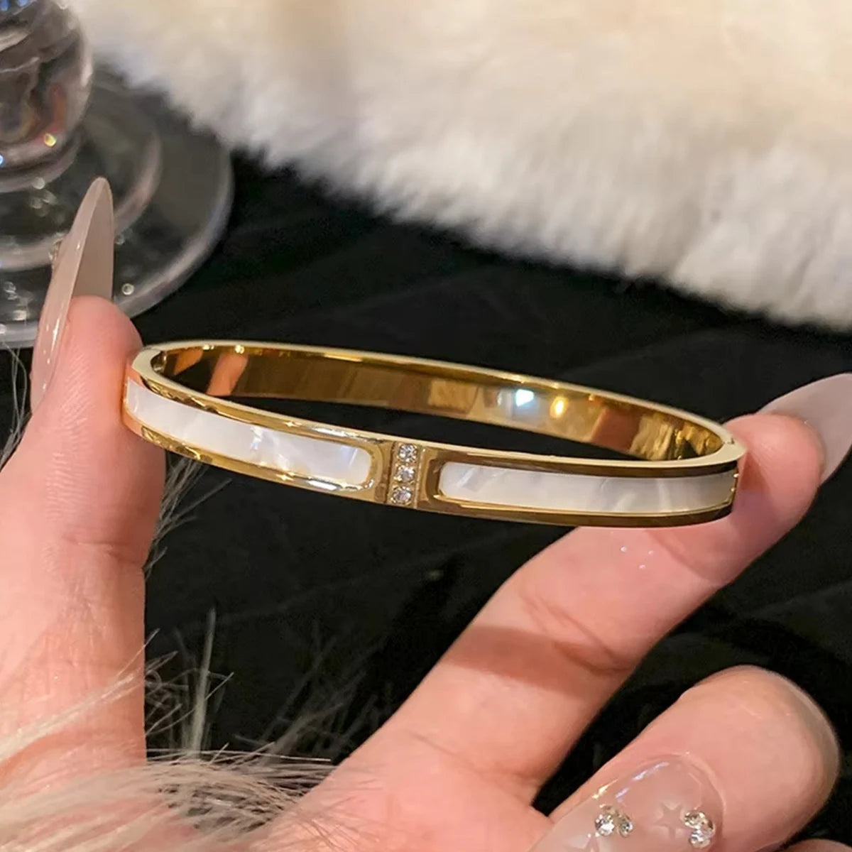 Evan Jewelry 1pc Titanium Steel Gold Bracelet