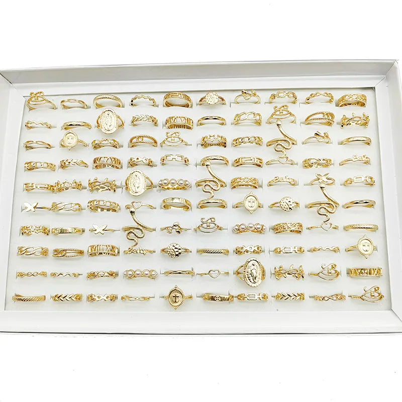 Evan Jewelry 30pc/Lot Gold Color Finger Rings