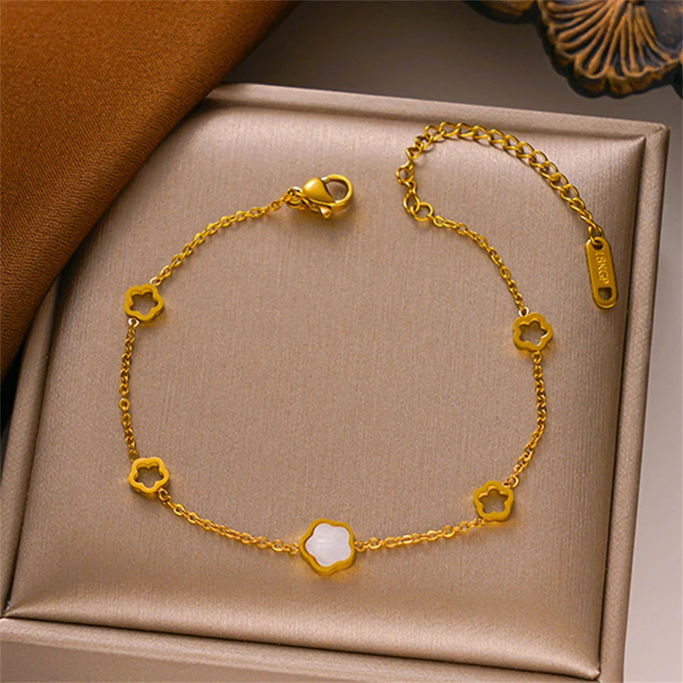 Evan Jewelry Stainless Steel Flower Bracelet For Women