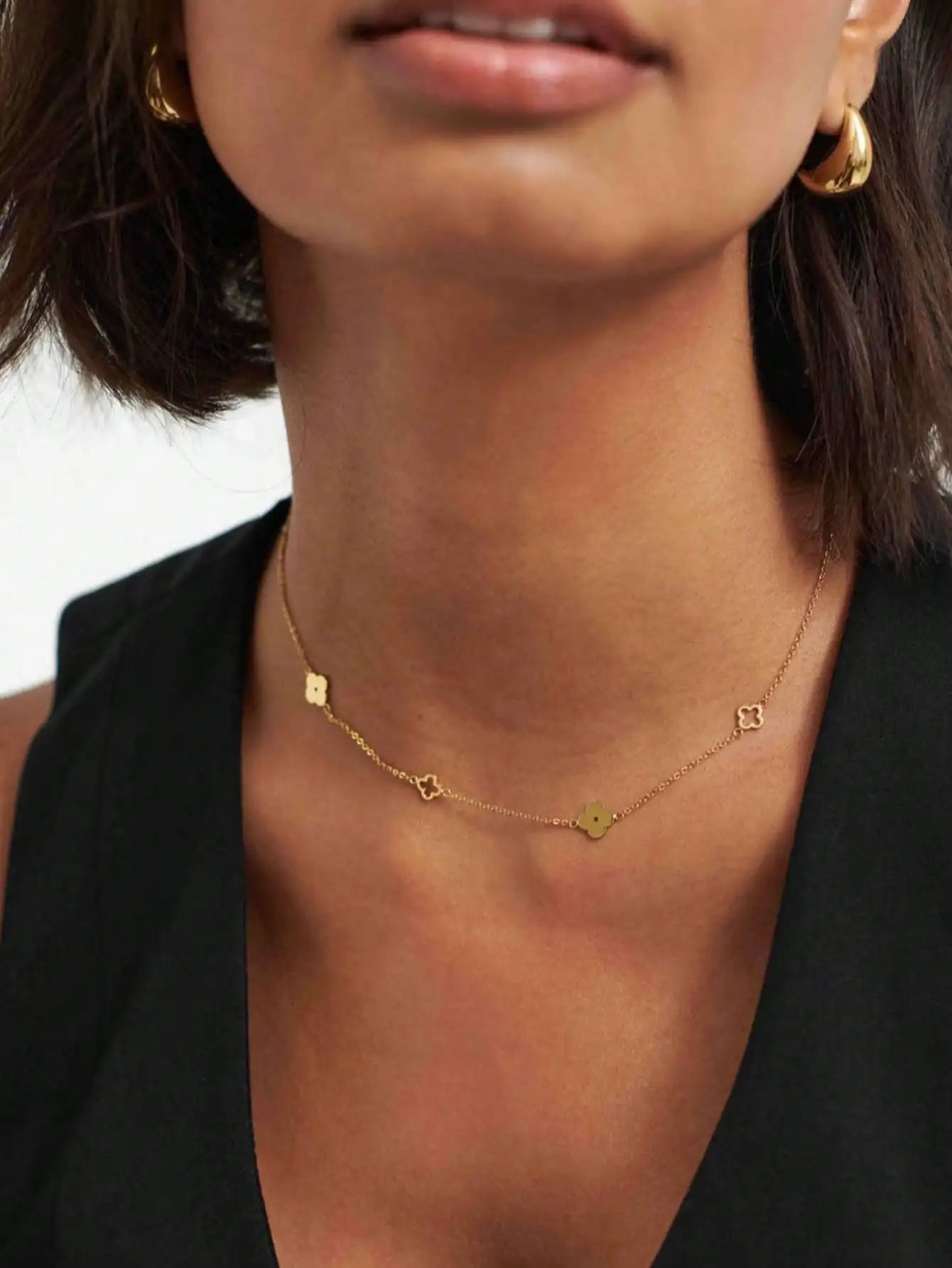 Evan Jewelry stainless steel four-leaf clover necklace for daily wear