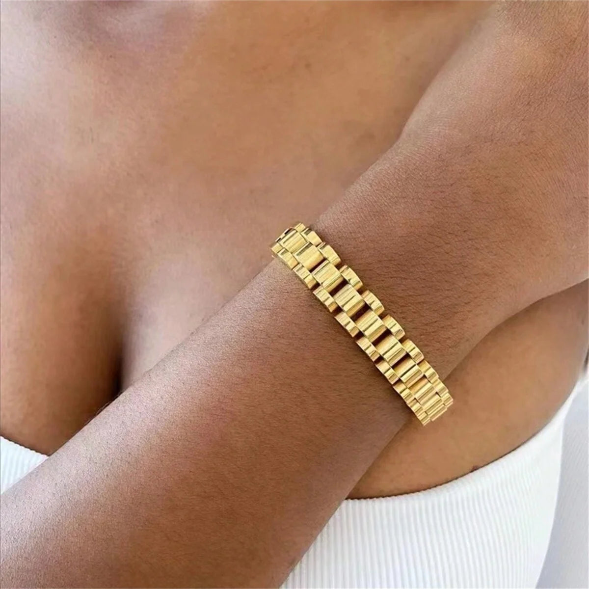 Evan Jewelry 18K Gold Plated Stainless Bracelet for Women