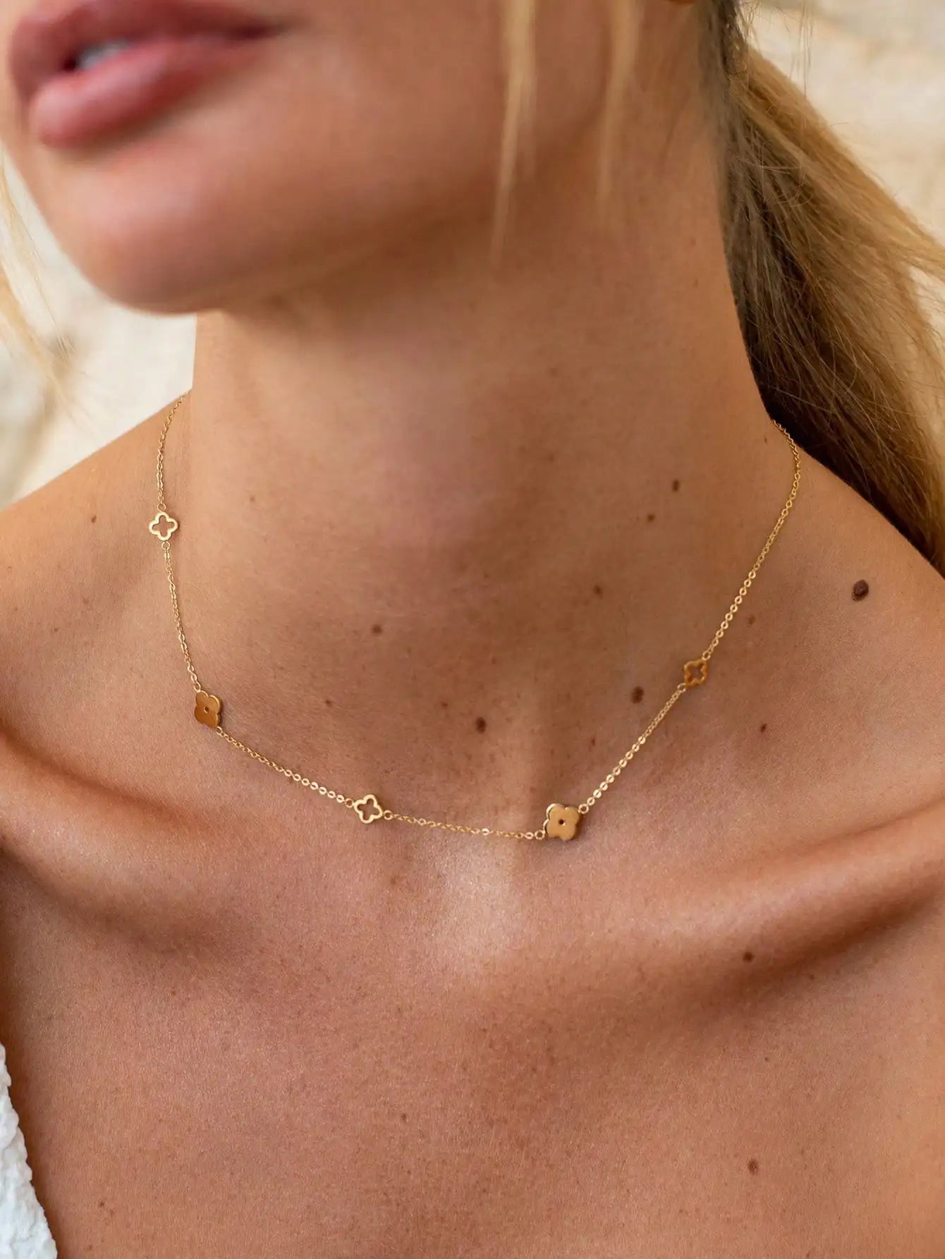 Evan Jewelry stainless steel four-leaf clover necklace for daily wear