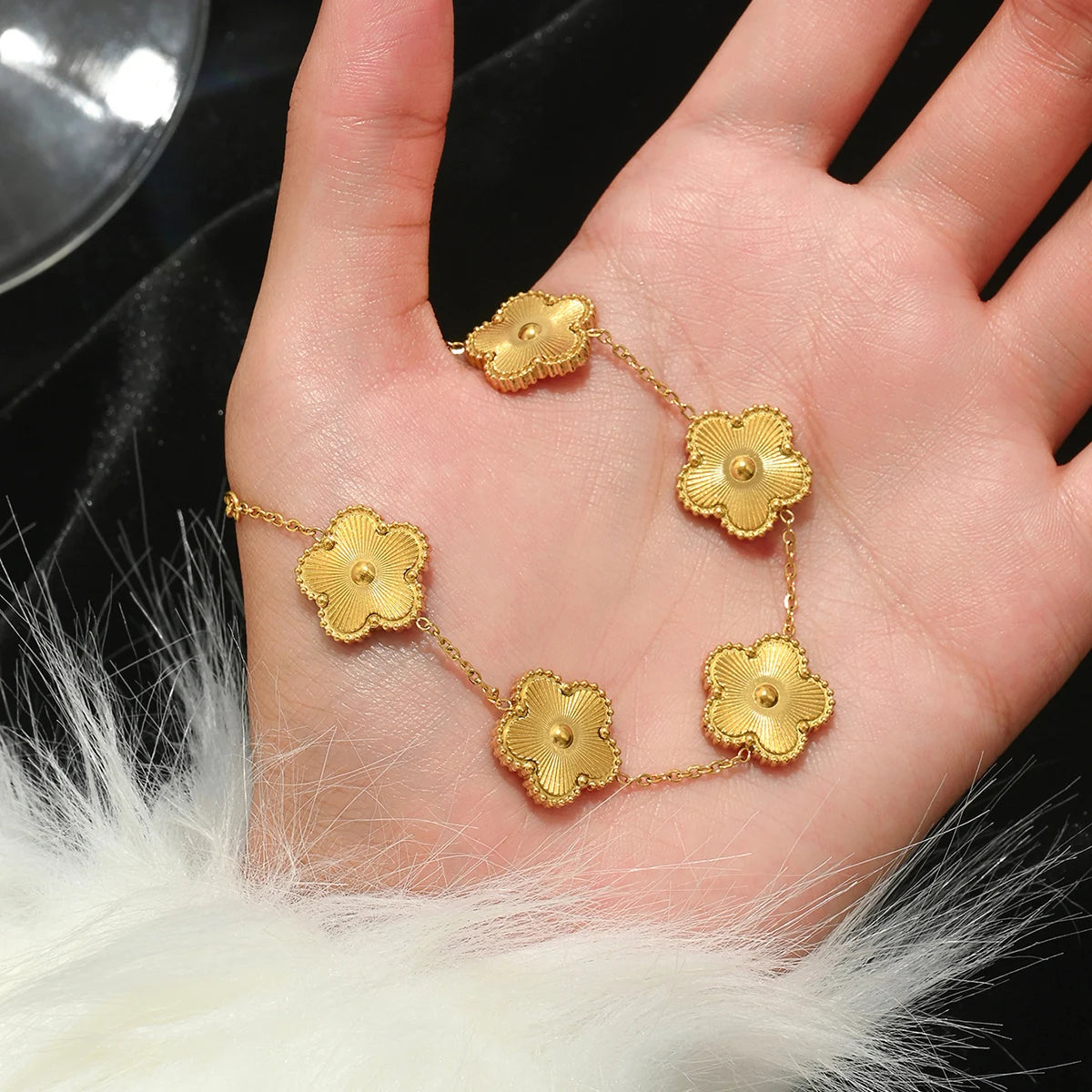 Evan Jewelry Hot Stainless Steel Four-leaf Clover Lucky Bracelet