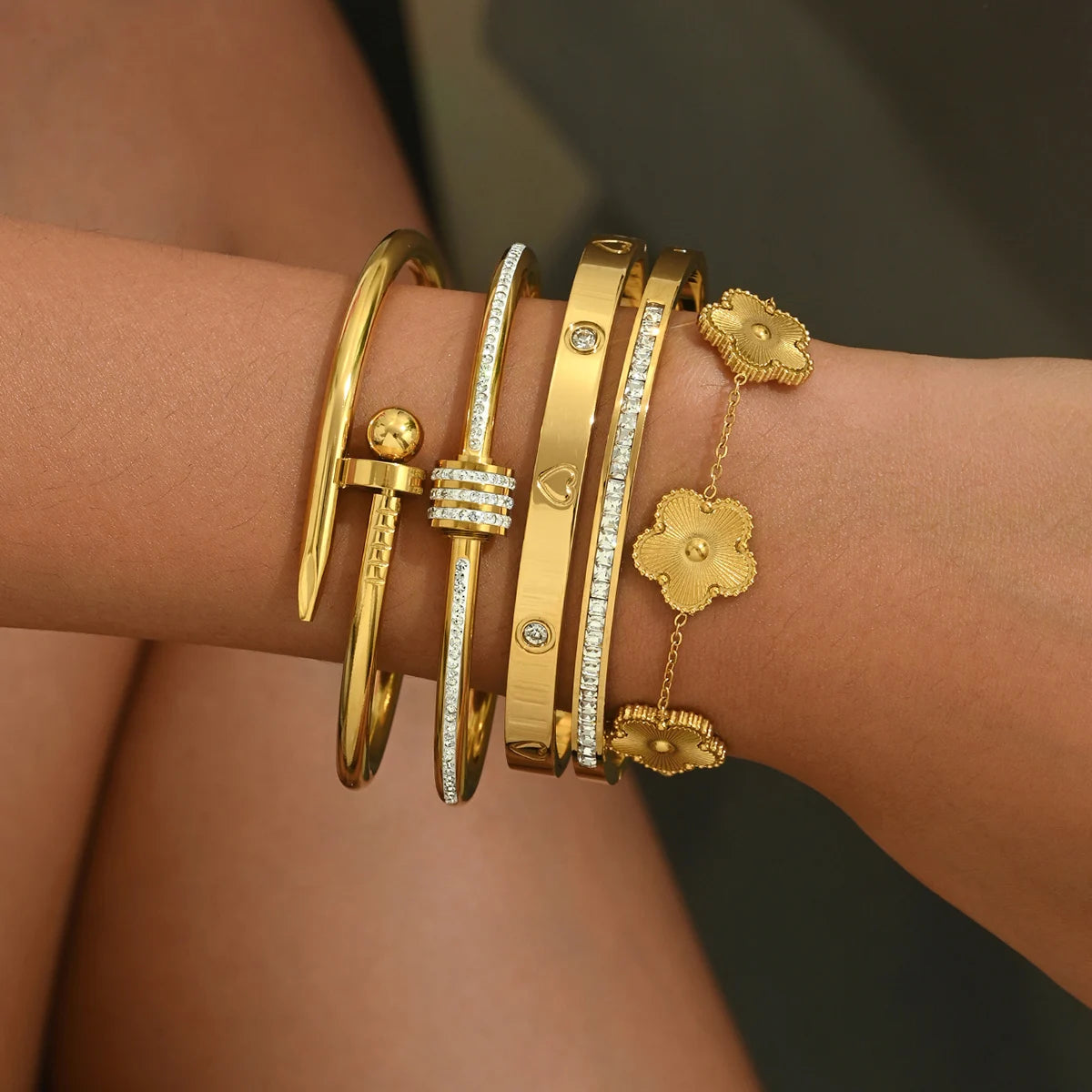 Evan Jewelry Hot Stainless Steel Four-leaf Clover Lucky Bracelet