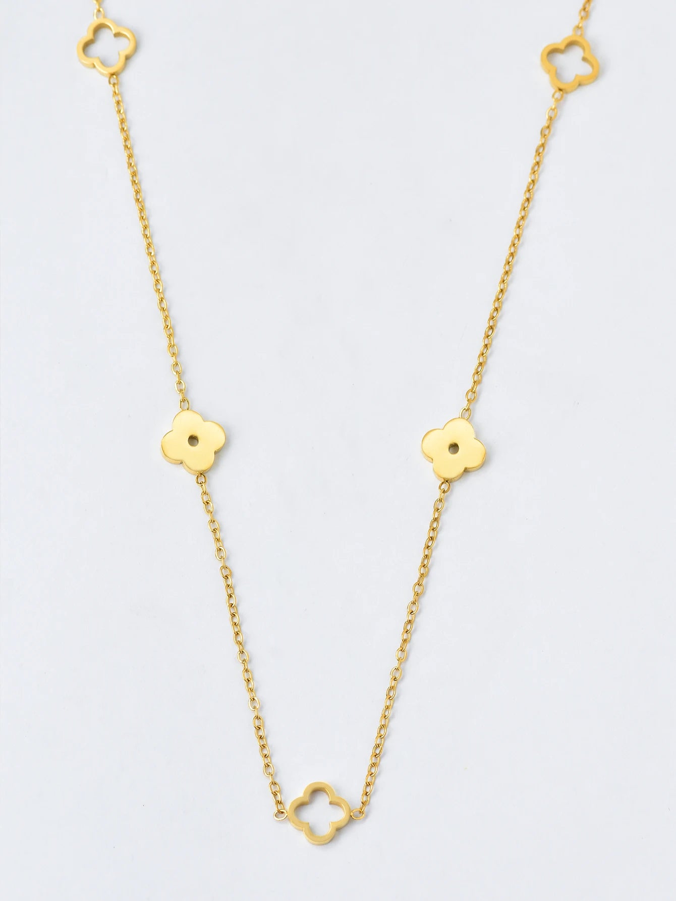 Evan Jewelry stainless steel four-leaf clover necklace for daily wear