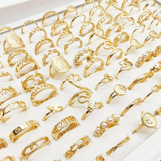 Evan Jewelry 30pc/Lot Gold Color Finger Rings