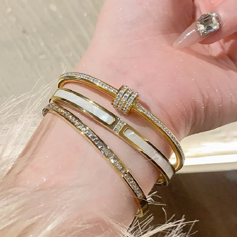 Evan Jewelry 1pc Titanium Steel Gold Bracelet