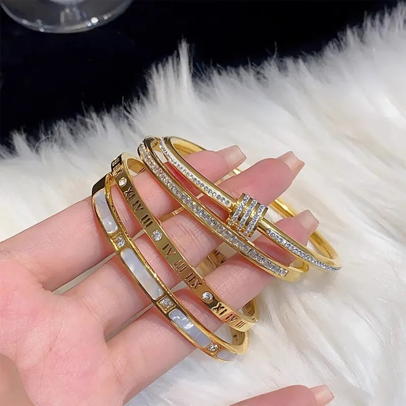 Evan Jewelry 1pc Titanium Steel Gold Bracelet