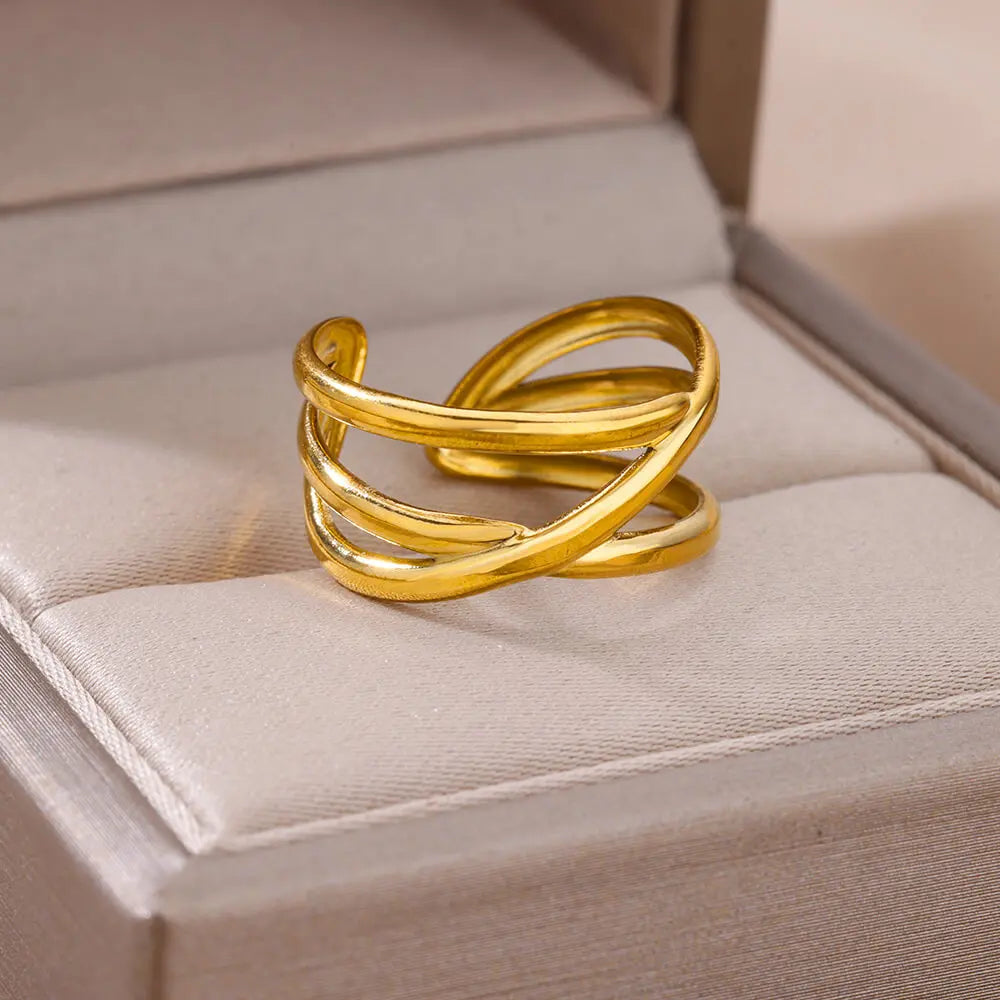 Evan Jewelry 316L Stainless Steel Rings for Women Gold Color