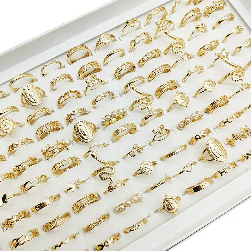 Evan Jewelry 30pc/Lot Gold Color Finger Rings
