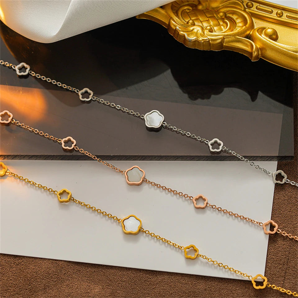 Evan Jewelry Stainless Steel Flower Bracelet For Women