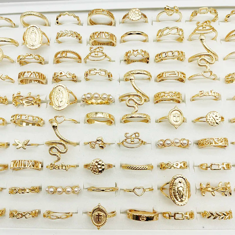 Evan Jewelry 30pc/Lot Gold Color Finger Rings