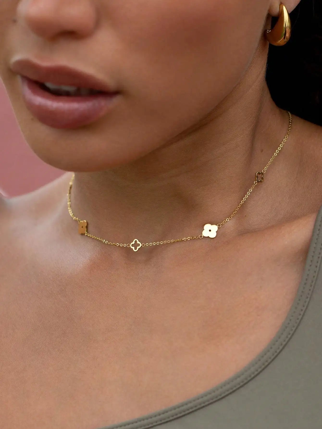 Evan Jewelry stainless steel four-leaf clover necklace for daily wear