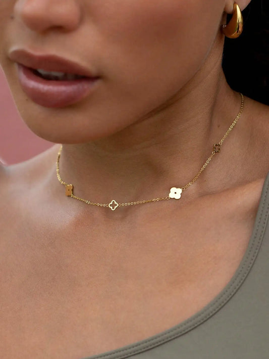 Evan Jewelry stainless steel four-leaf clover necklace for daily wear