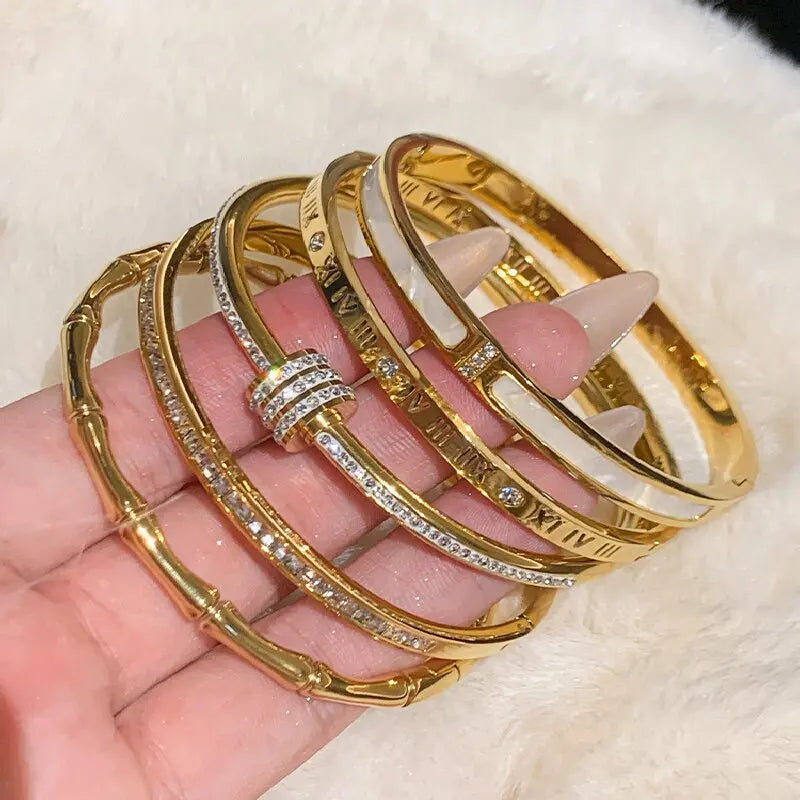 Evan Jewelry 1pc Titanium Steel Gold Bracelet